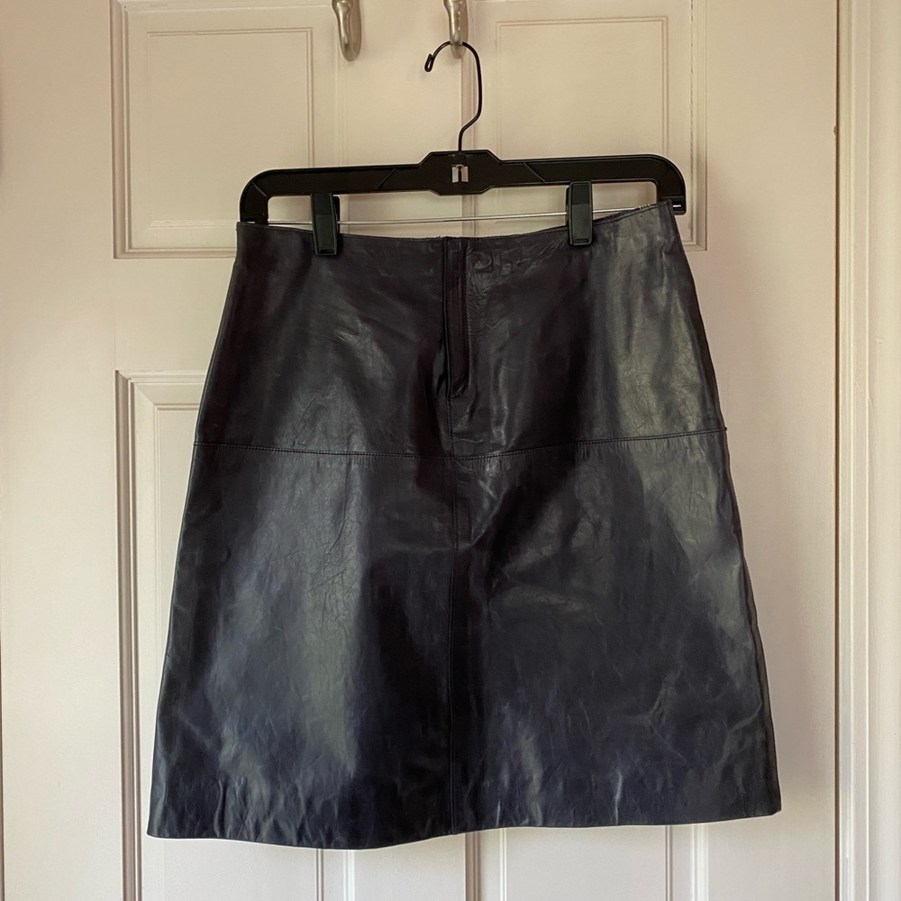 Navy blue leather skirt